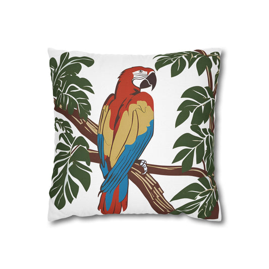 Tropical Macaw Pillowcase | Spun Polyester Square Pillow Cover