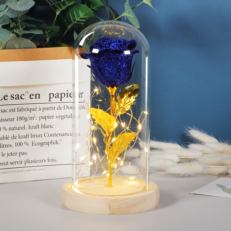 Valentines Day Gift For your LOVE Eternal Rose Flowers LED Light In Glass Cover Day Wedding Decoration Favors Mother Day Female Gift  Gift