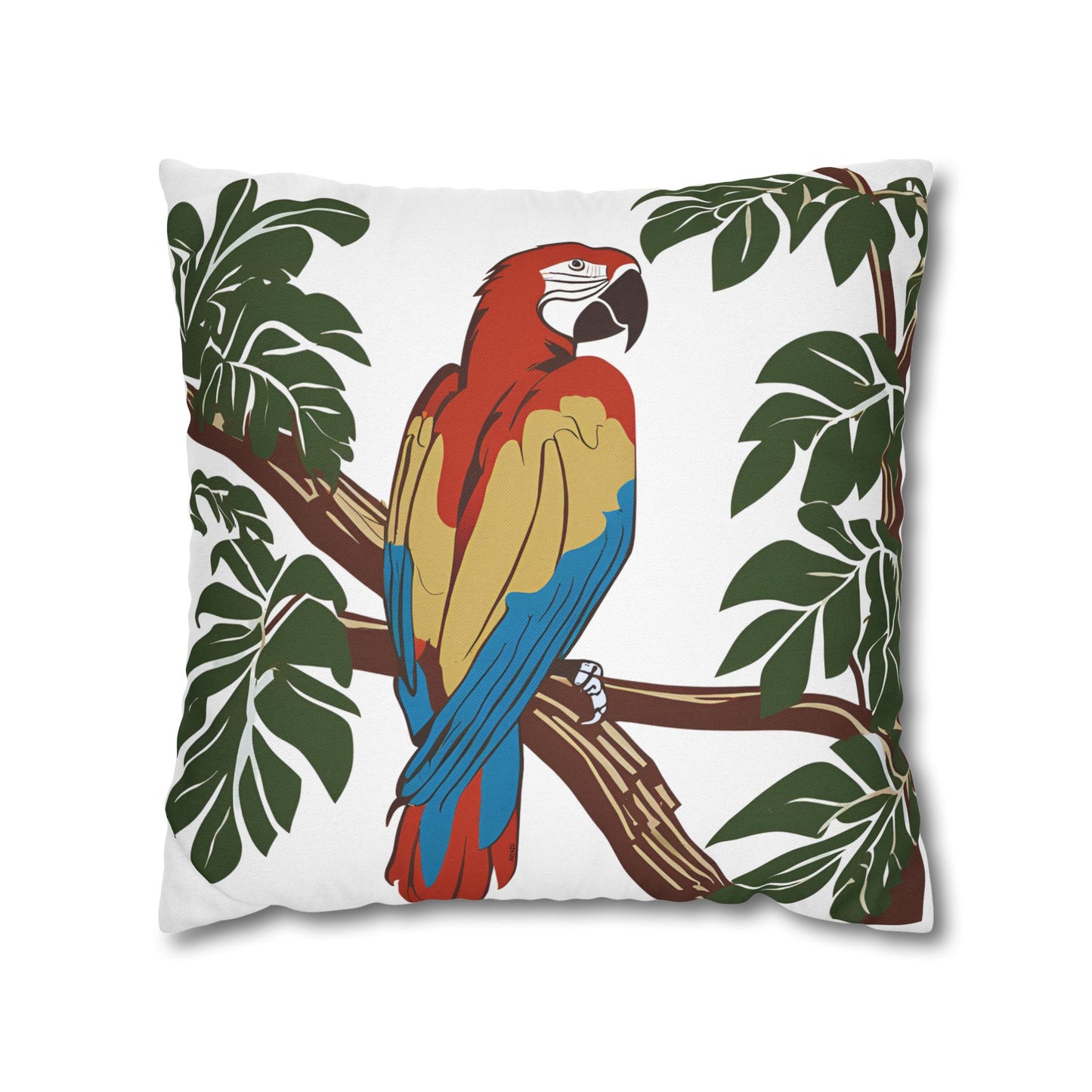 Tropical Macaw Pillowcase | Spun Polyester Square Pillow Cover