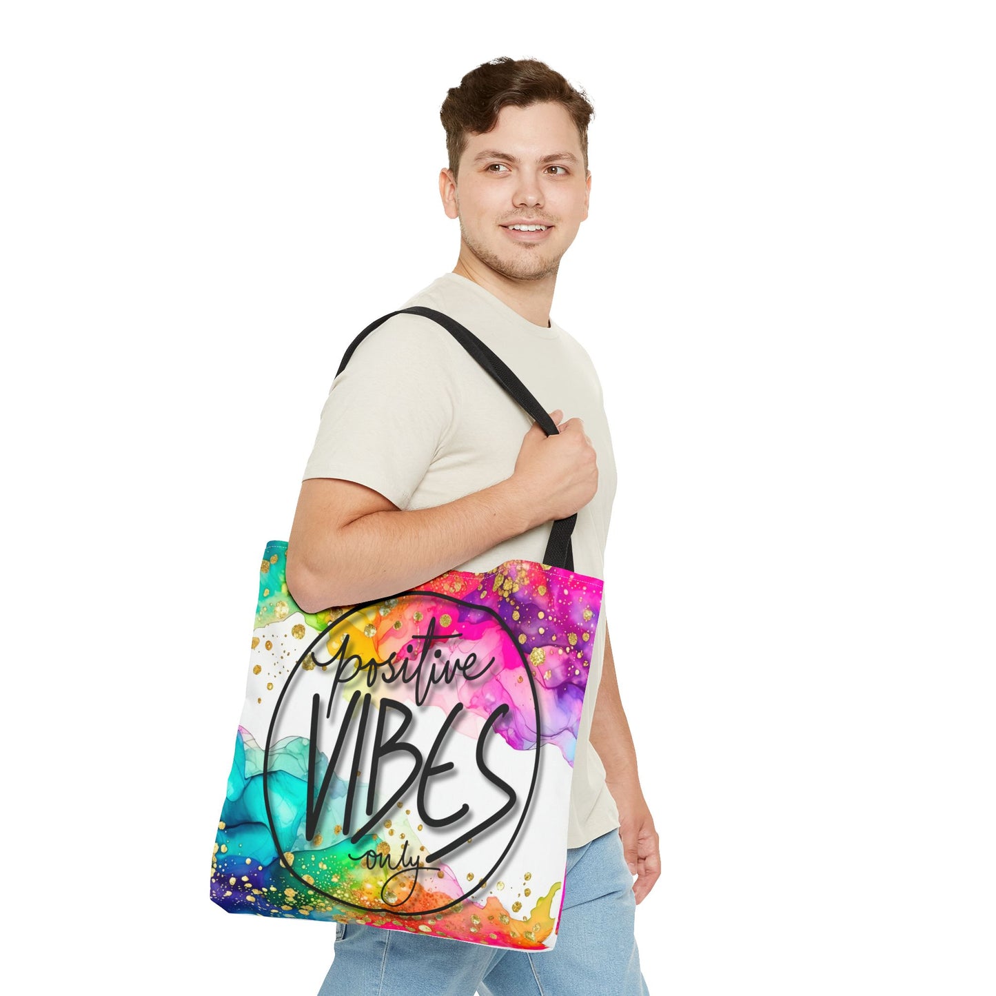 Colorful Tote Bag - Positive Vibes Only, Vibrant Tote, Happy Tote Bag, Cheerful Carryall, Fun Reusable Tote, Colorful Market Tote