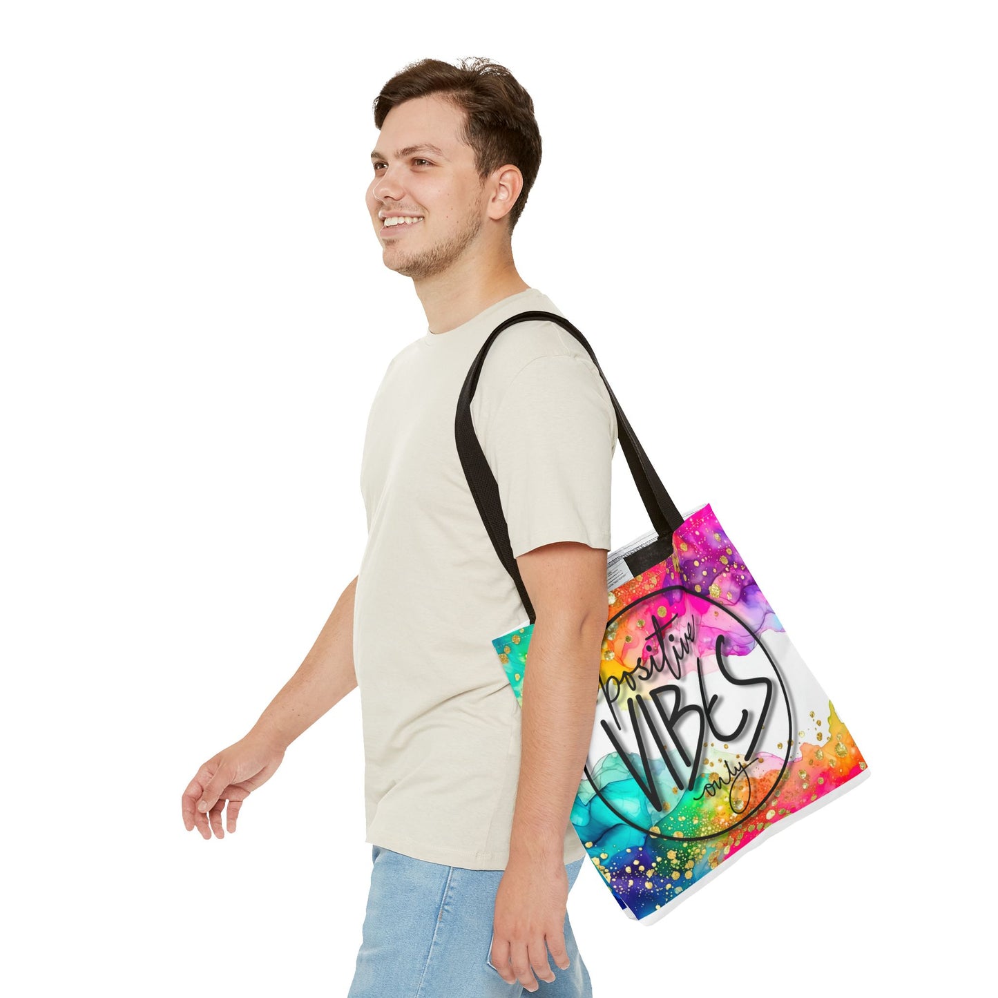 Colorful Tote Bag - Positive Vibes Only, Vibrant Tote, Happy Tote Bag, Cheerful Carryall, Fun Reusable Tote, Colorful Market Tote