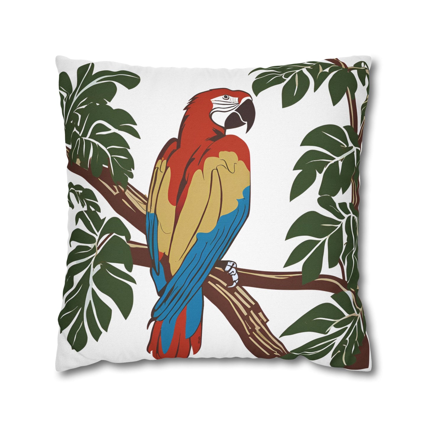 Tropical Macaw Pillowcase | Spun Polyester Square Pillow Cover