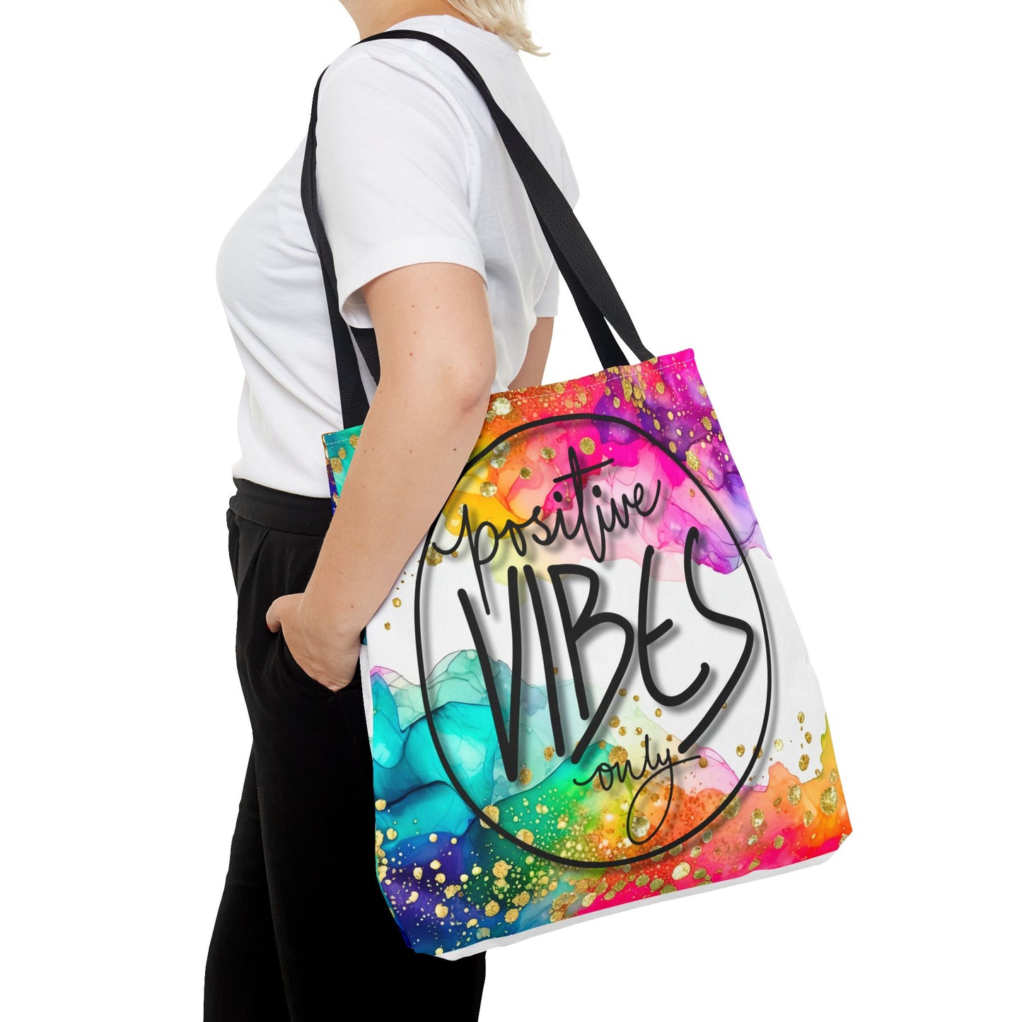 Colorful Tote Bag - Positive Vibes Only, Vibrant Tote, Happy Tote Bag, Cheerful Carryall, Fun Reusable Tote, Colorful Market Tote