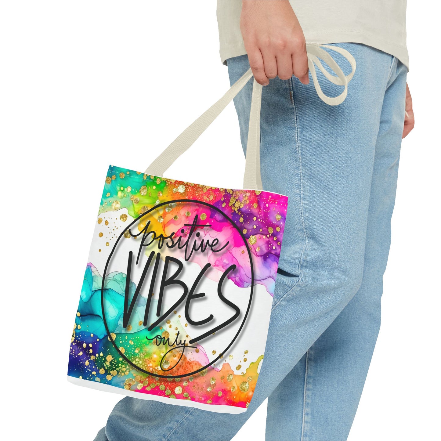 Colorful Tote Bag - Positive Vibes Only, Vibrant Tote, Happy Tote Bag, Cheerful Carryall, Fun Reusable Tote, Colorful Market Tote