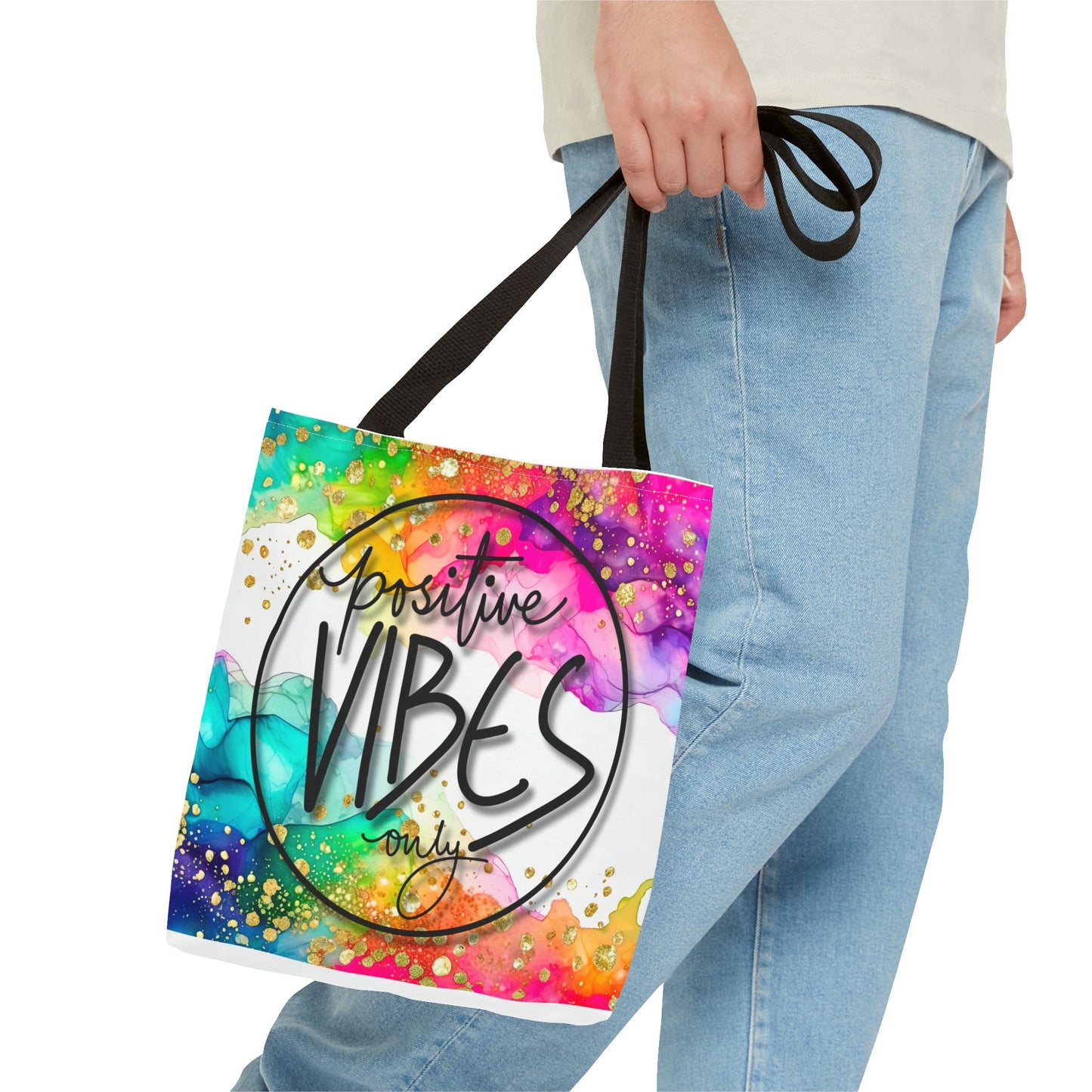 Colorful Tote Bag - Positive Vibes Only, Vibrant Tote, Happy Tote Bag, Cheerful Carryall, Fun Reusable Tote, Colorful Market Tote