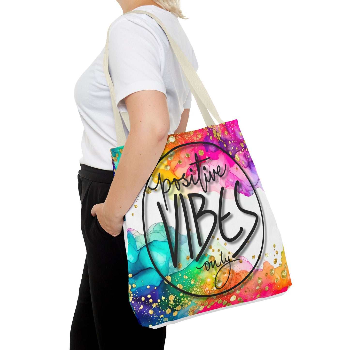 Colorful Tote Bag - Positive Vibes Only, Vibrant Tote, Happy Tote Bag, Cheerful Carryall, Fun Reusable Tote, Colorful Market Tote