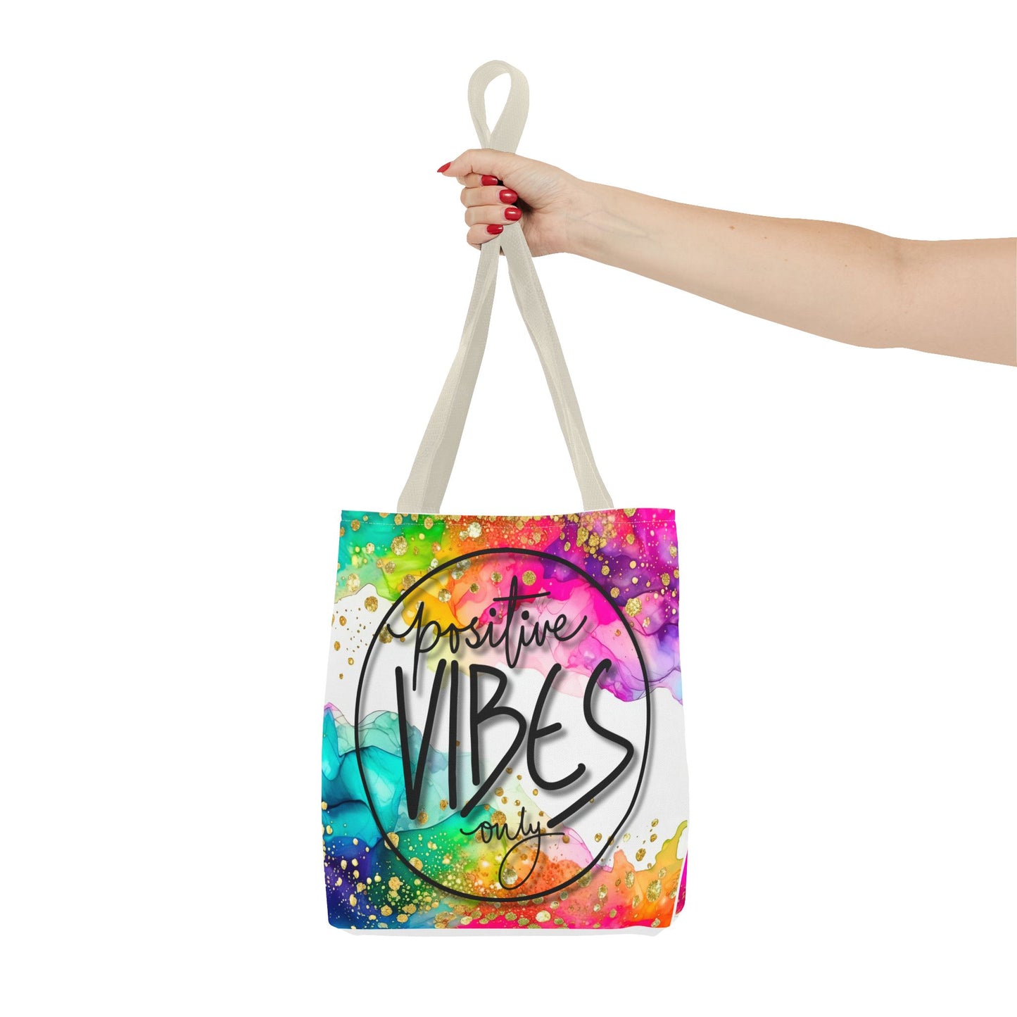 Colorful Tote Bag - Positive Vibes Only, Vibrant Tote, Happy Tote Bag, Cheerful Carryall, Fun Reusable Tote, Colorful Market Tote