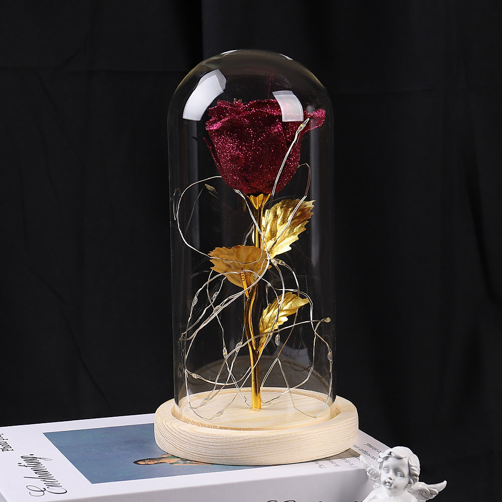 Valentines Day Gift For your LOVE Eternal Rose Flowers LED Light In Glass Cover Day Wedding Decoration Favors Mother Day Female Gift  Gift