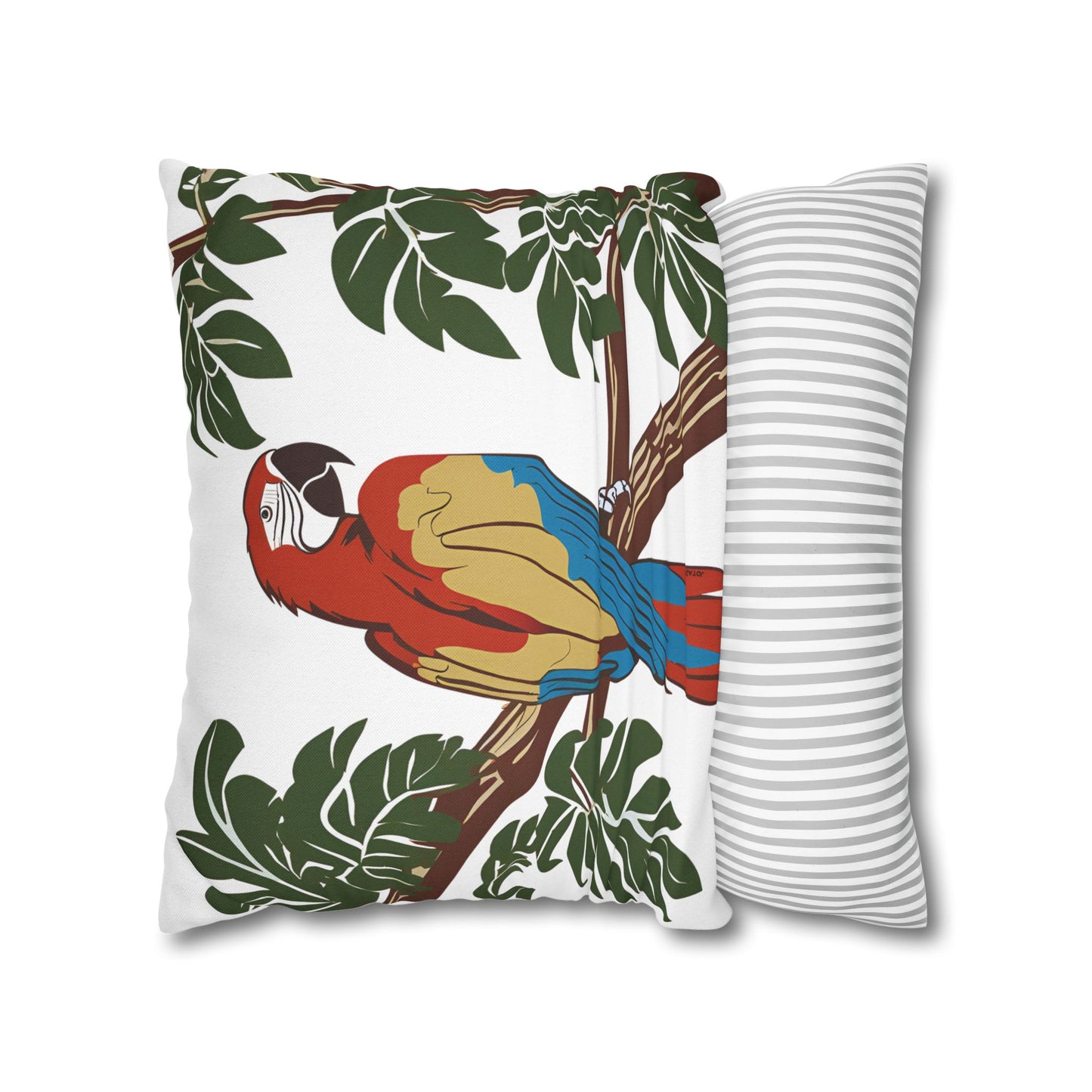 Tropical Macaw Pillowcase | Spun Polyester Square Pillow Cover