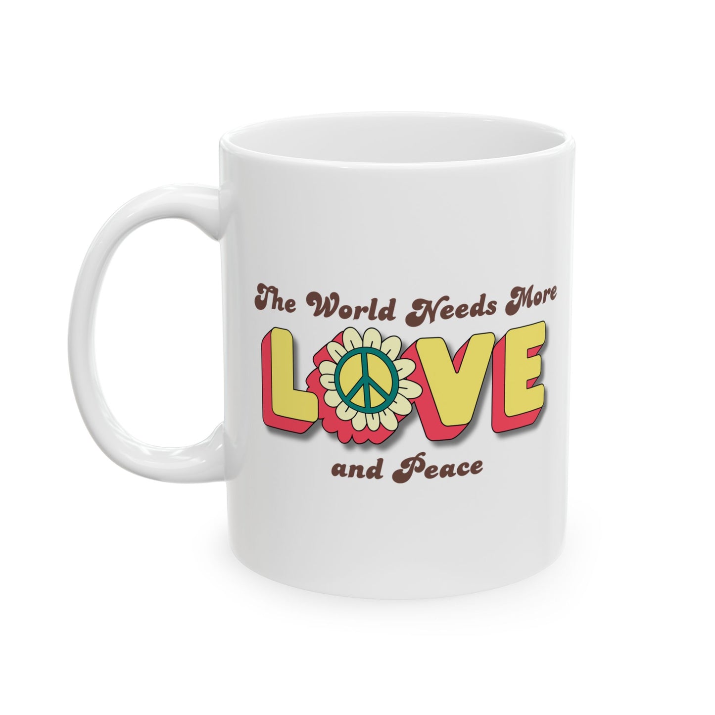 Mug Love in the World Ceramic - Gift for Coffee Lovers, Unique Tea Cup, Inspirational Quote, Positive Vibes, Kitchen Decor