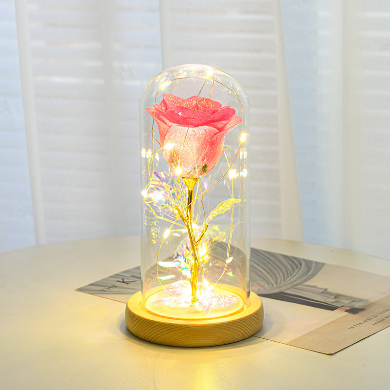 Valentines Day Gift For your LOVE Eternal Rose Flowers LED Light In Glass Cover Day Wedding Decoration Favors Mother Day Female Gift  Gift