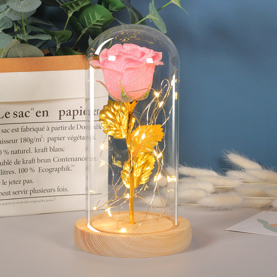 Valentines Day Gift For your LOVE Eternal Rose Flowers LED Light In Glass Cover Day Wedding Decoration Favors Mother Day Female Gift  Gift